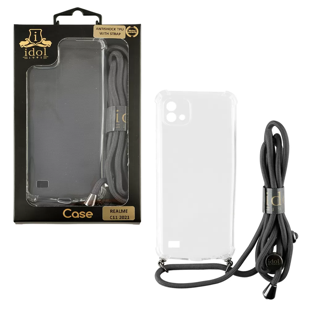 IDOL 1991 ANTISHOCK AIR TPU ΘΗΚΗ REALME C11 2021 6.52in WITH STRAP FULL CAMERA PROTECTION ΔΙΑΦΑΝΗ