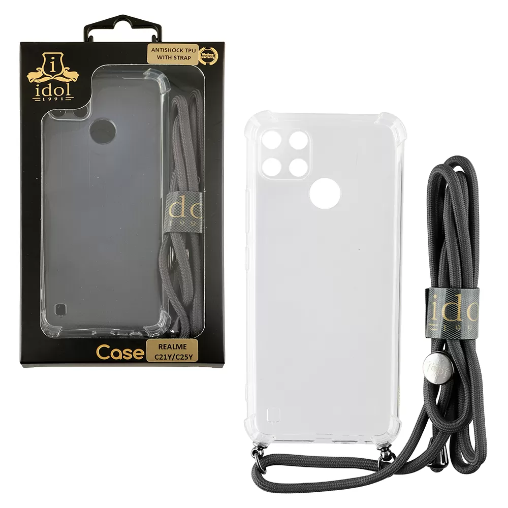 IDOL 1991 ANTISHOCK AIR TPU ΘΗΚΗ REALME C21Y/C25Y 6.5in WITH STRAP FULL CAMERA PROTECTION ΔΙΑΦΑΝΗ