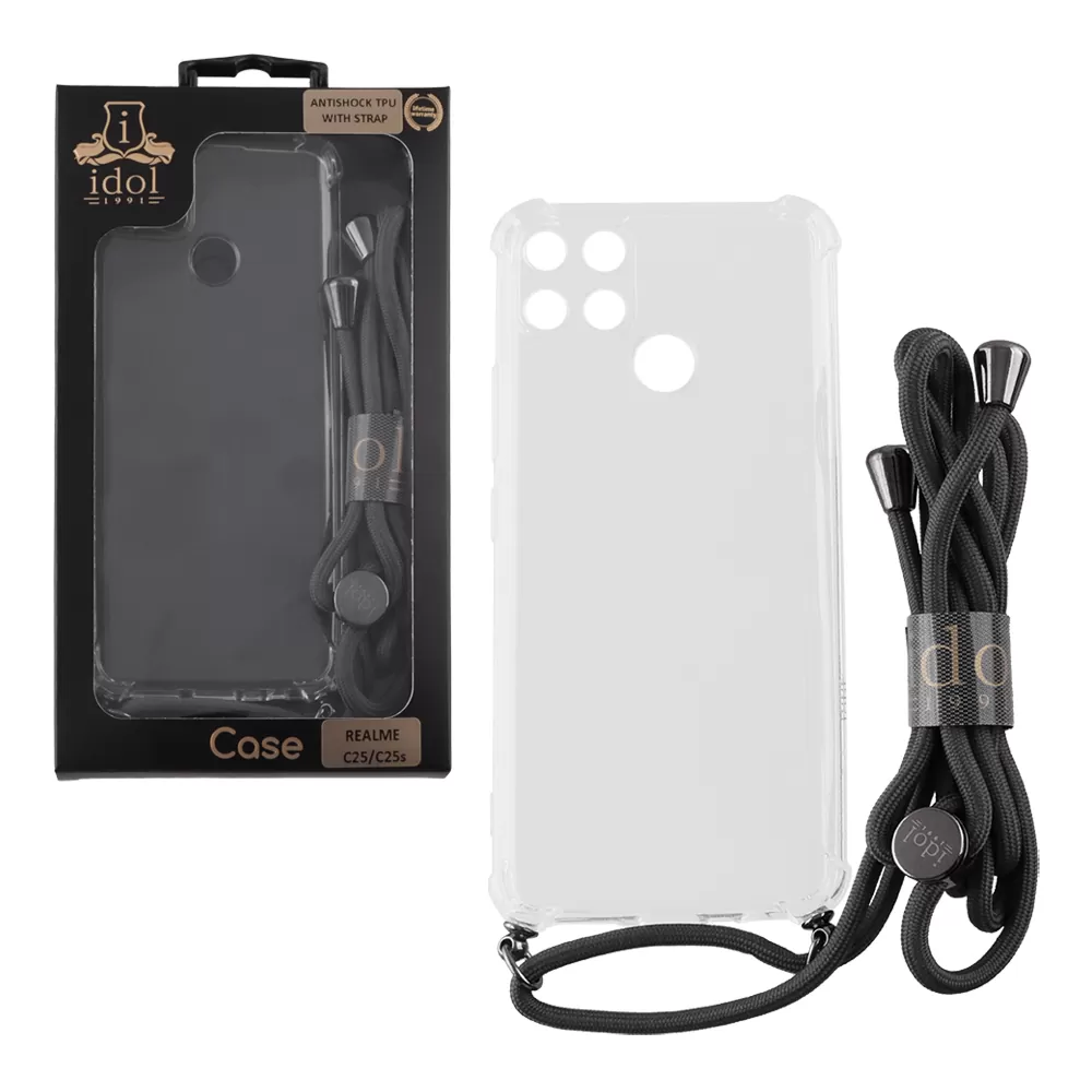 IDOL 1991 ANTISHOCK AIR TPU ΘΗΚΗ REALME C25/C25s 6.5in WITH STRAP FULL CAMERA PROTECTION ΔΙΑΦΑΝΗ