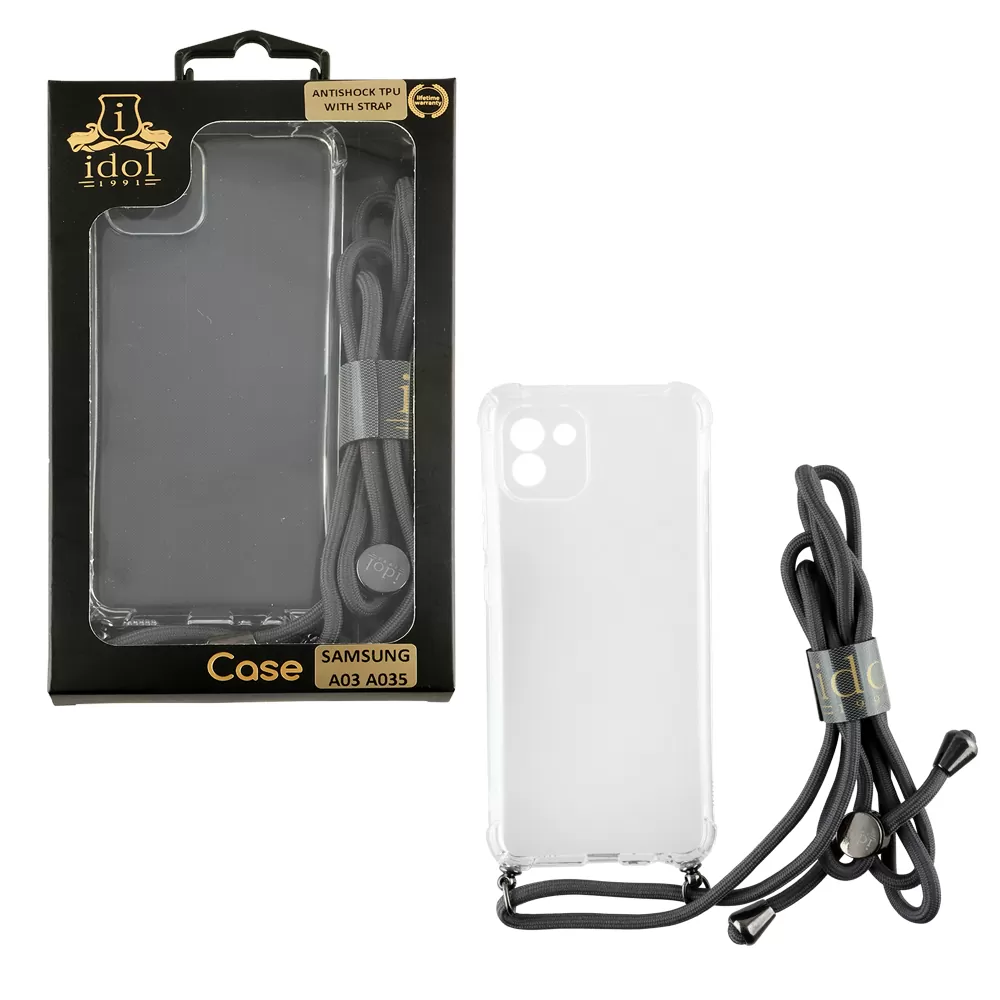 IDOL 1991 ANTISHOCK AIR TPU ΘΗΚΗ SAMSUNG A03 A035 6.5in  WITH STRAP FULL CAMERA PROTECTION ΔΙΑΦΑΝΗ
