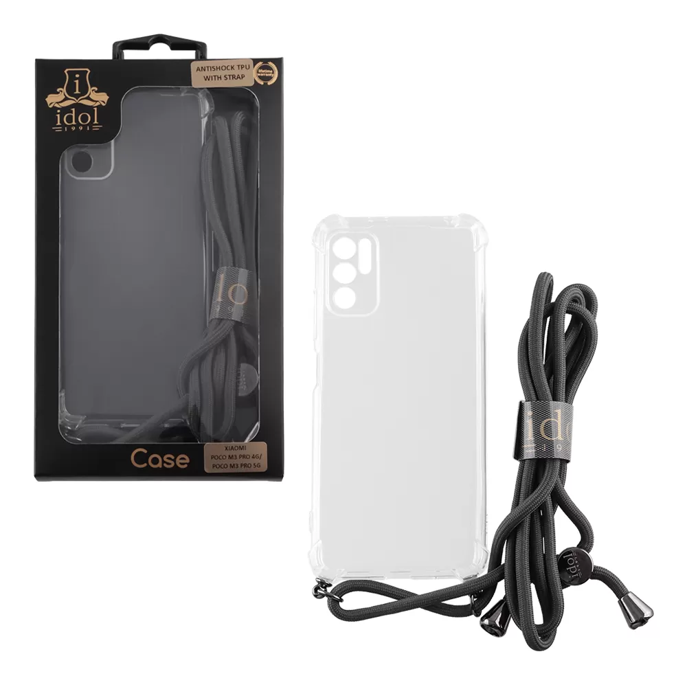 IDOL 1991 ANTISHOCK AIR TPU ΘΗΚΗ XIAOMI POCO M3 PRO 4G/POCO M3 PRO 5G 6.5in WITH STRAP FULL CAMERA PROTECTION ΔΙΑΦΑΝΗ