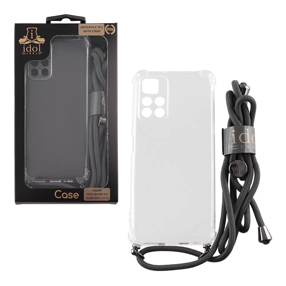 IDOL 1991 ANTISHOCK AIR TPU ΘΗΚΗ XIAOMI POCO M4 PRO 5G/REDMI NOTE 11T 5G 6.6in  WITH STRAP FULL CAMERA PROTECTION ΔΙΑΦΑΝΗ