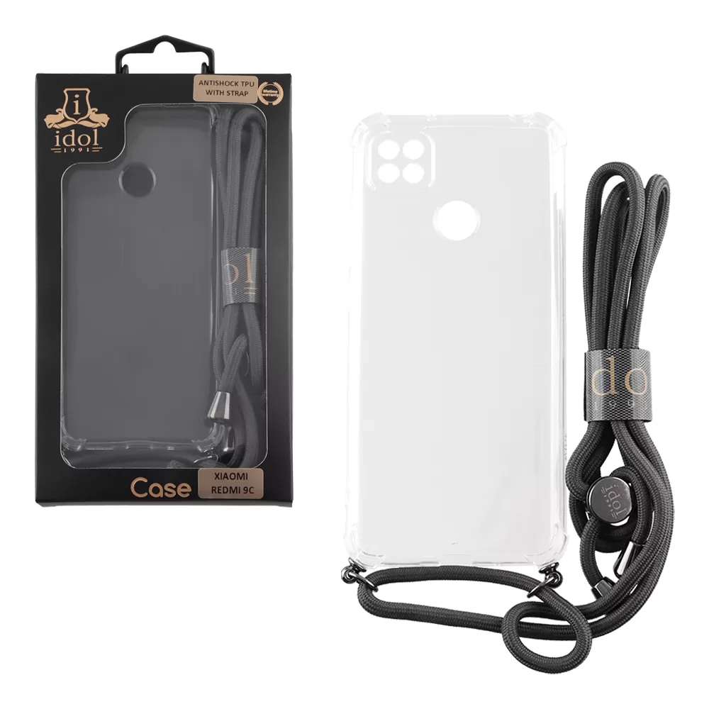 IDOL 1991 ANTISHOCK AIR TPU ΘΗΚΗ XIAOMI REDMI 9C 6.53in WITH STRAP FULL CAMERA PROTECTION ΔΙΑΦΑΝΗ