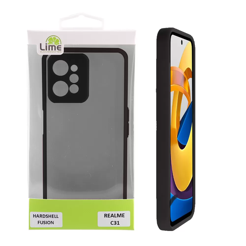 LIME HARDSHELL FUSION ΘΗΚΗ REALME C31 6.5in  FULL CAMERA PROTECTION BLACK WITH RED KEYS