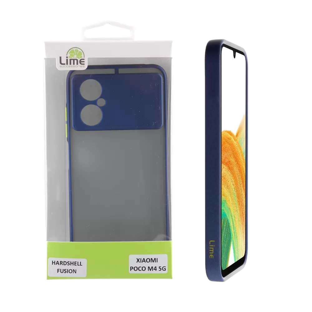 LIME HARDSHELL FUSION ΘΗΚΗ XIAOMI POCO M4 5G 6.58in  FULL CAMERA PROTECTION BLUE WITH YELLOW KEYS