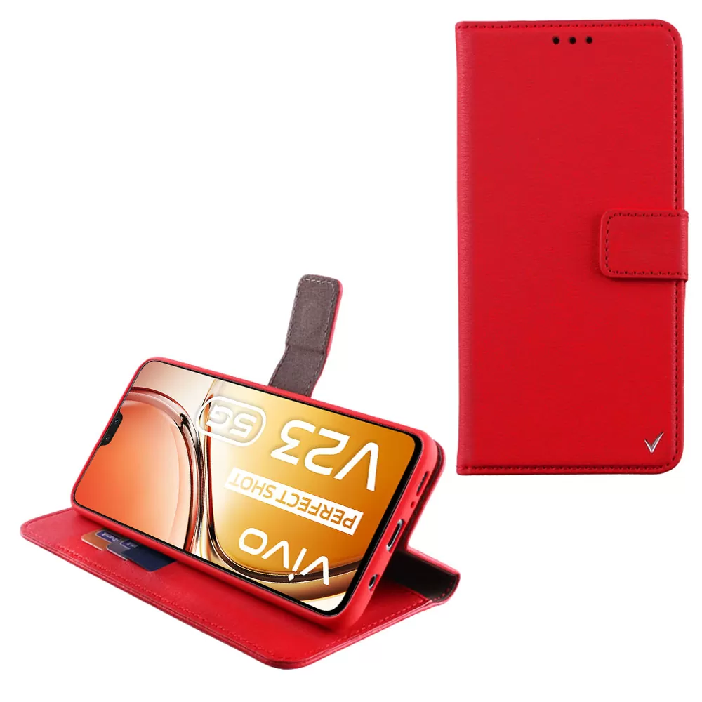 VOLTE-TEL ALLURE ΘΗΚΗ VIVO V23 5G 6.44in  MAGNET BOOK STAND CLIP RED
