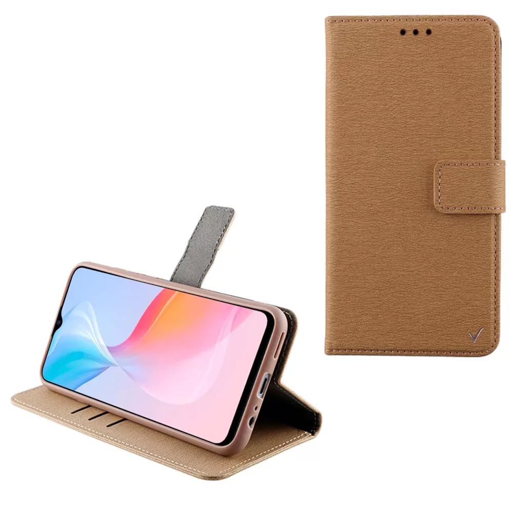 VOLTE-TEL ALLURE ΘΗΚΗ VIVO Y76 5G 6.58in  MAGNET BOOK STAND CLIP GOLD
