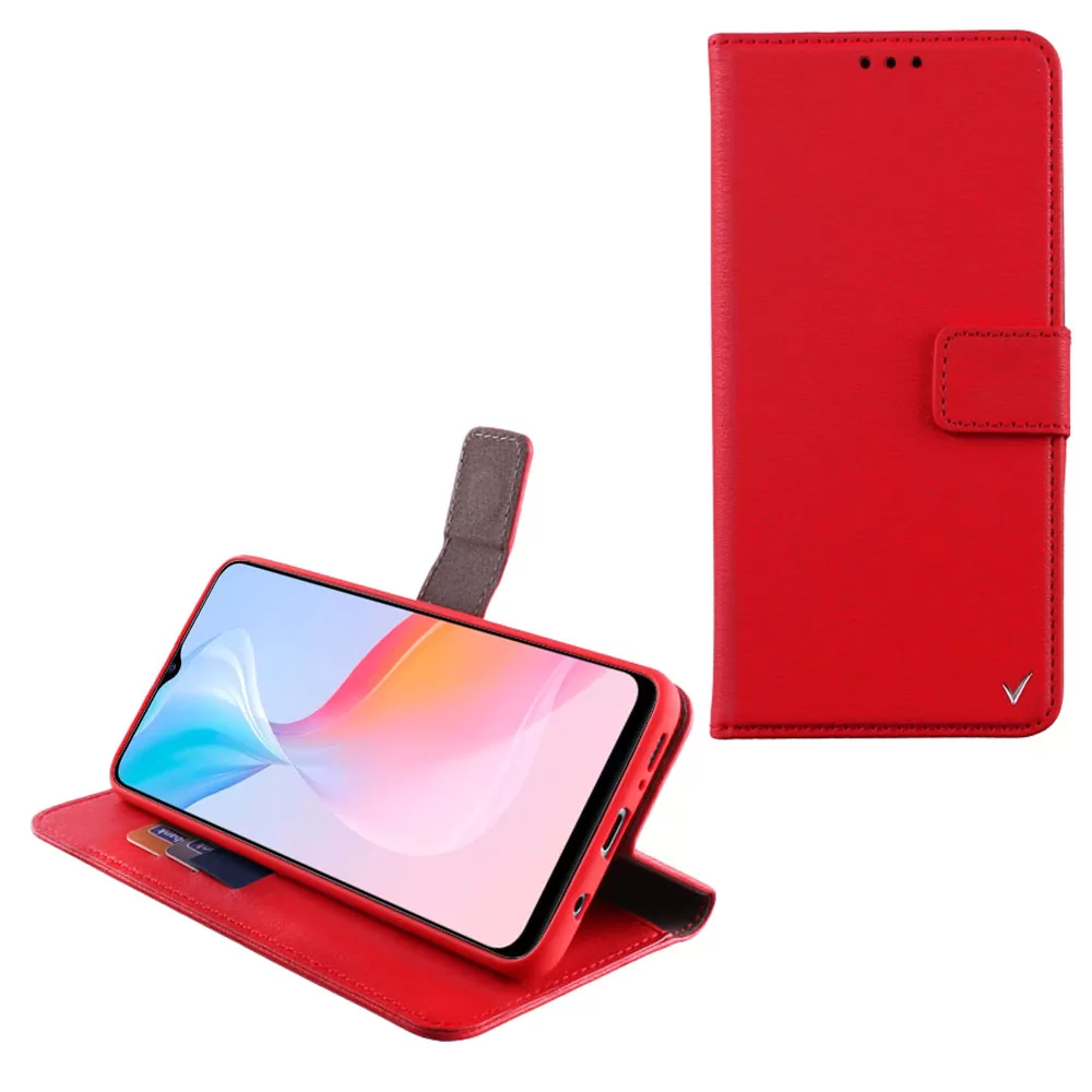 VOLTE-TEL ALLURE ΘΗΚΗ VIVO Y76 5G 6.58in  MAGNET BOOK STAND CLIP RED