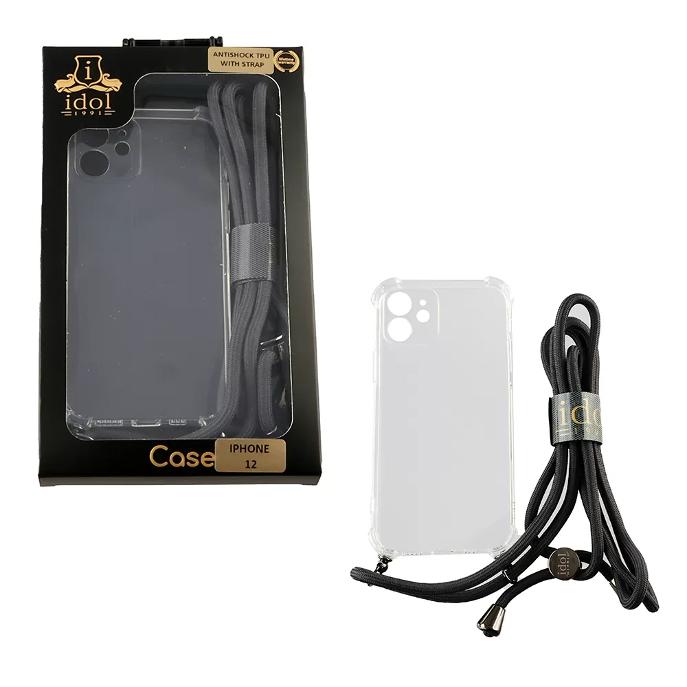 IDOL 1991 ANTISHOCK AIR TPU ΘΗΚΗ IPHONE 12 6.1in  WITH STRAP FULL CAMERA PROTECTION ΔΙΑΦΑΝΗ