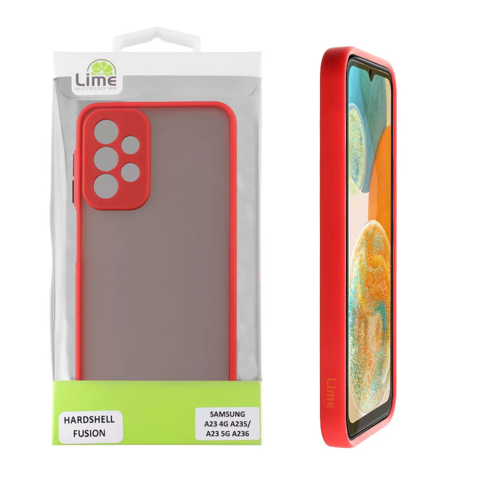 LIME HARDSHELL FUSION ΘΗΚΗ SAMSUNG A23 4G A235/A23 5G A236 6.6in  FULL CAMERA PROTECTION RED WITH BLACK KEYS