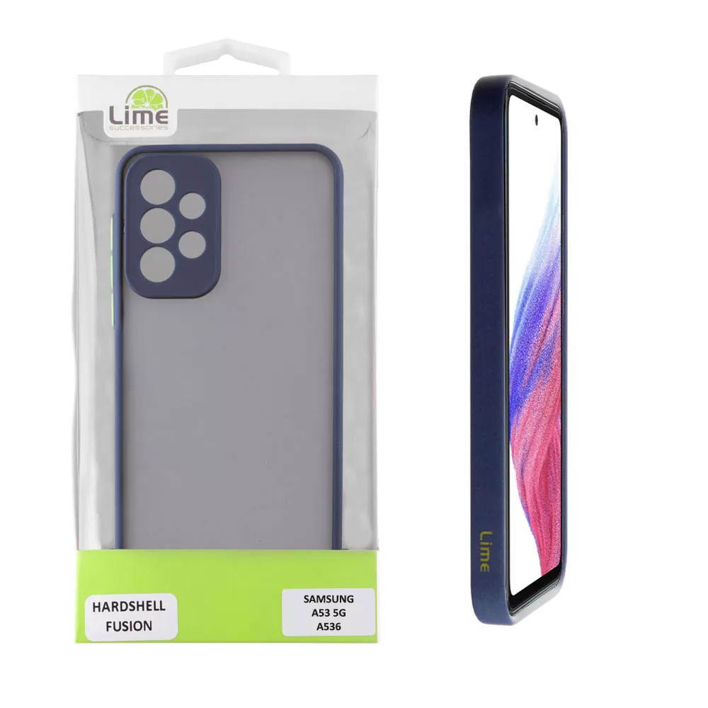 LIME HARDSHELL FUSION ΘΗΚΗ SAMSUNG A53 5G A536 6.5in  FULL CAMERA PROTECTION BLUE WITH YELLOW KEYS