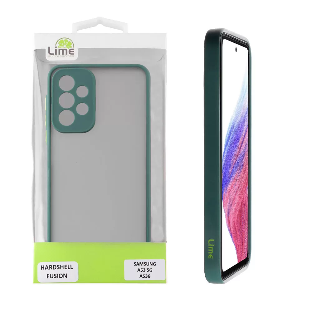 LIME HARDSHELL FUSION ΘΗΚΗ SAMSUNG A53 5G A536 6.5in  FULL CAMERA PROTECTION GREEN WITH YELLOW KEYS