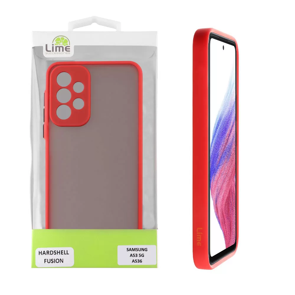 LIME HARDSHELL FUSION ΘΗΚΗ SAMSUNG A53 5G A536 6.5in  FULL CAMERA PROTECTION RED WITH BLACK KEYS