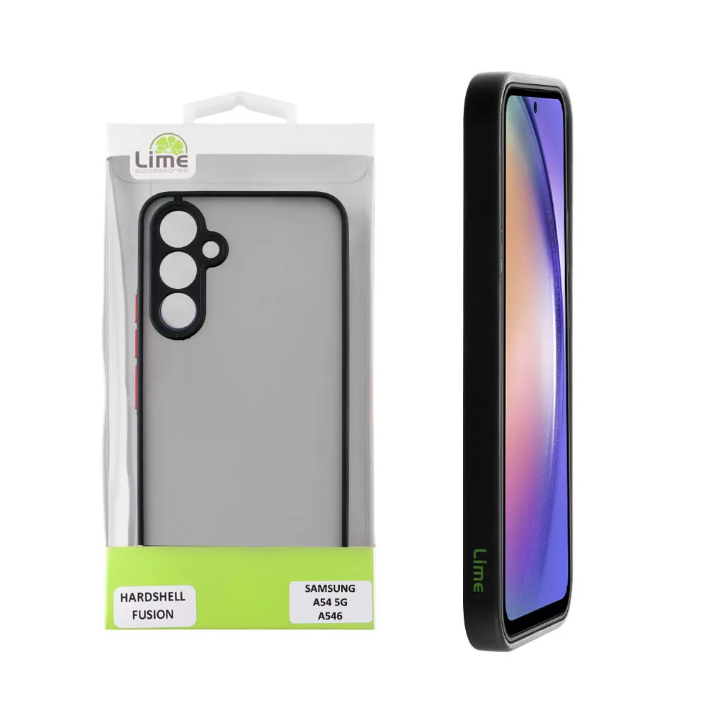 LIME HARDSHELL FUSION ΘΗΚΗ SAMSUNG A54 5G A546 6.4in  FULL CAMERA PROTECTION BLACK WITH RED KEYS