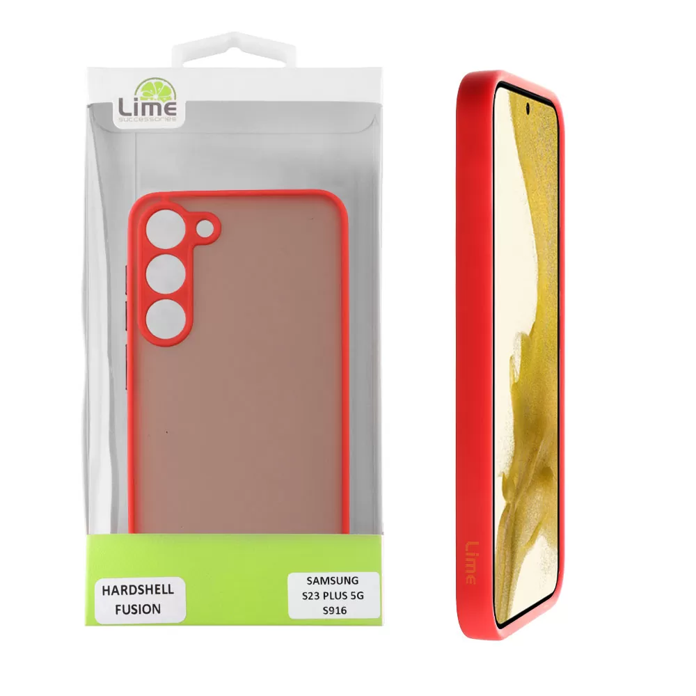 LIME HARDSHELL FUSION ΘΗΚΗ SAMSUNG S23 5G S911 6.1in  FULL CAMERA PROTECTION RED WITH BLACK KEYS