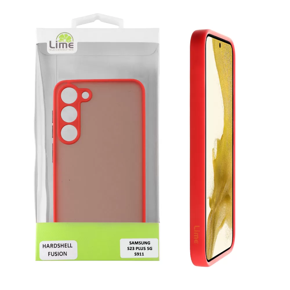 LIME HARDSHELL FUSION ΘΗΚΗ SAMSUNG S23 PLUS 5G S916 6.6in  FULL CAMERA PROTECTION RED WITH BLACK KEYS