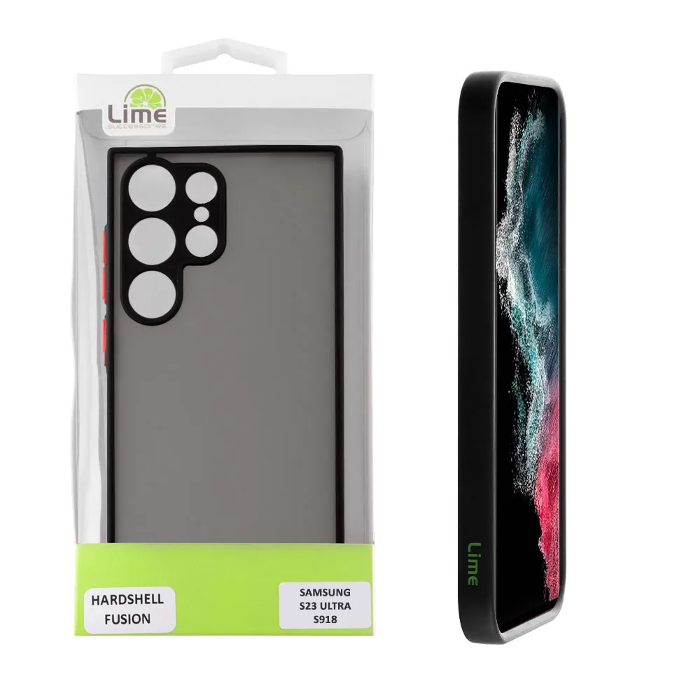 LIME HARDSHELL FUSION ΘΗΚΗ SAMSUNG S23 ULTRA 5G S918 6.8in  FULL CAMERA PROTECTION BLACK WITH RED KEYS