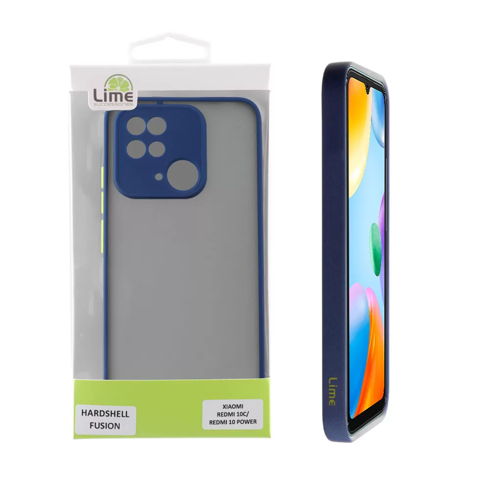 LIME HARDSHELL FUSION ΘΗΚΗ XIAOMI REDMI 10C/REDMI 10 POWER 6.71in  FULL CAMERA PROTECTION BLUE WITH YELLOW KEYS