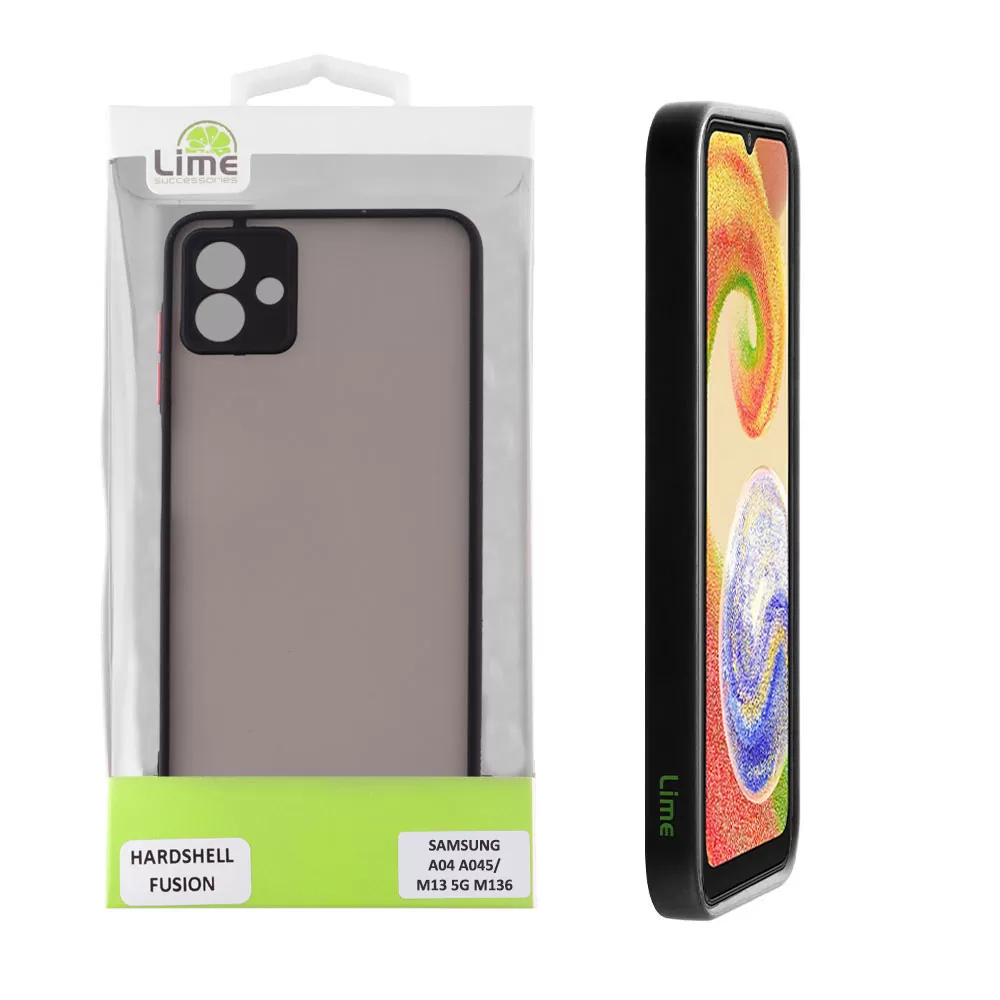 LIME HARDSHELL FUSION ΘΗΚΗ SAMSUNG A04 A045/M13 5G M136 6.5in  FULL CAMERA PROTECTION BLACK WITH RED KEYS