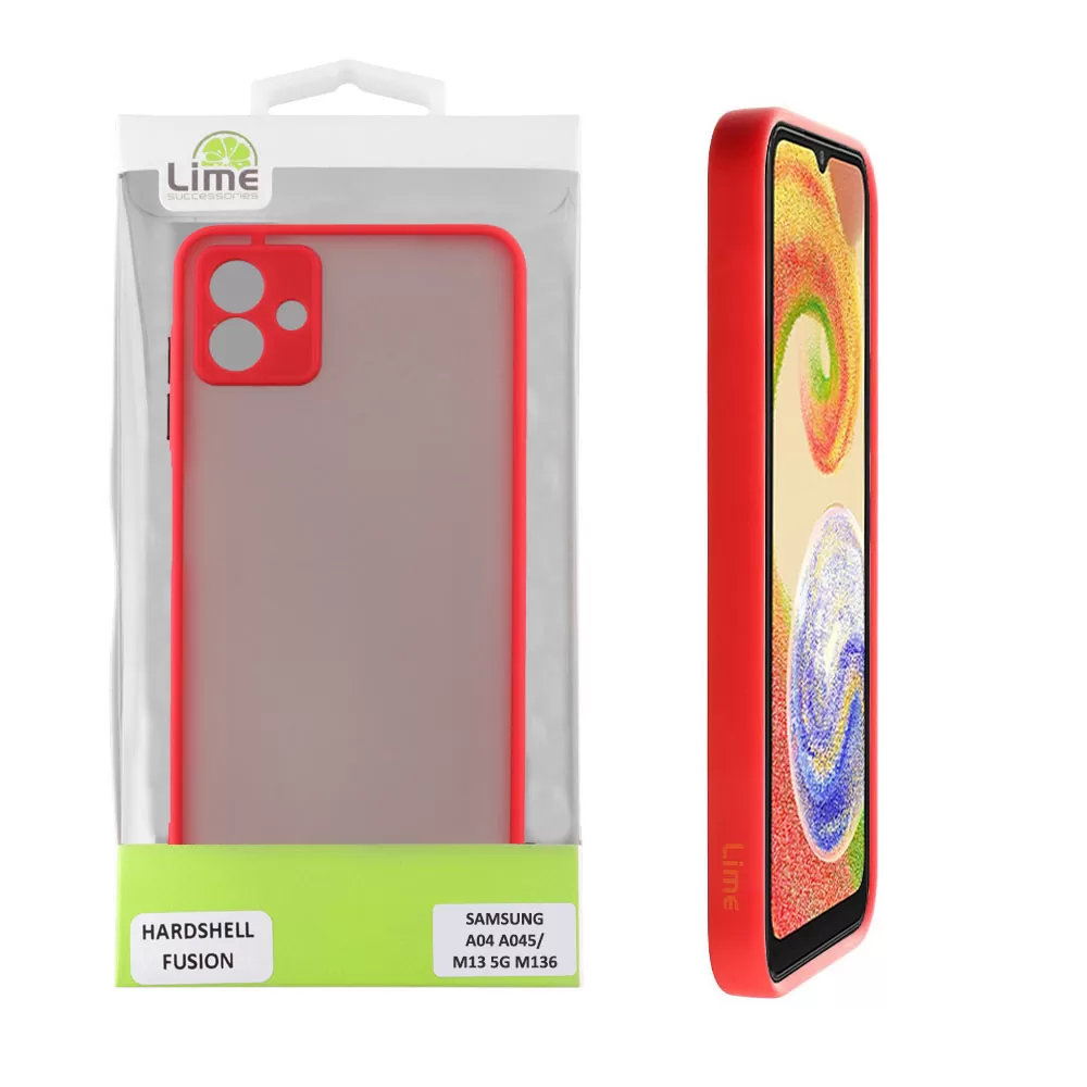 LIME HARDSHELL FUSION ΘΗΚΗ SAMSUNG A04 A045/M13 5G M136 6.5in  FULL CAMERA PROTECTION RED WITH BLACK KEYS