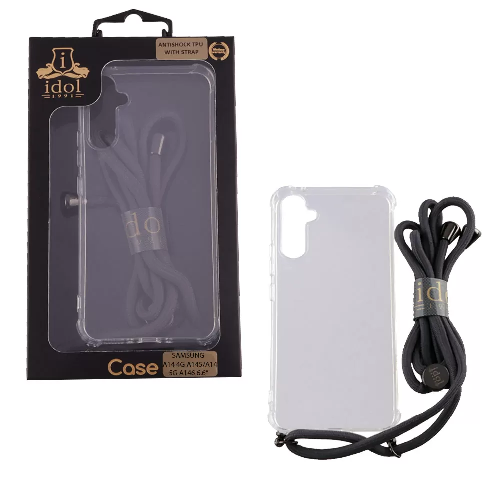 IDOL 1991 ANTISHOCK AIR TPU ΘΗΚΗ SAMSUNG A14 4G A145/A14 5G A146 6.6in  WITH STRAP FULL CAMERA PROTECTION ΔΙΑΦΑΝΗ