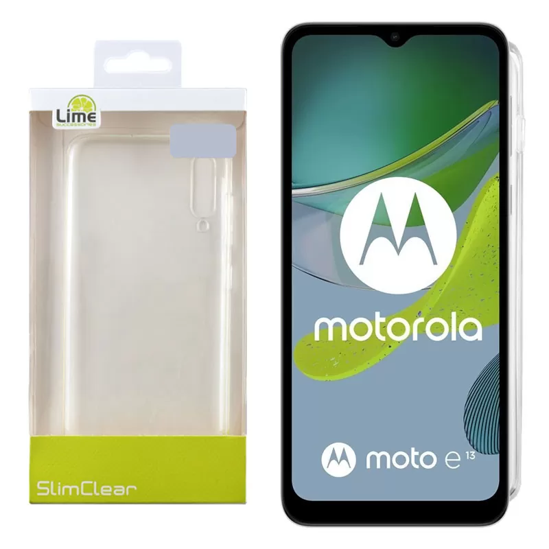 LIME SLIMCLEAR TPU ΘΗΚΗ MOTOROLA MOTO E13 6.5in FULL CAMERA PROTECTION ΔΙΑΦΑΝΗ
