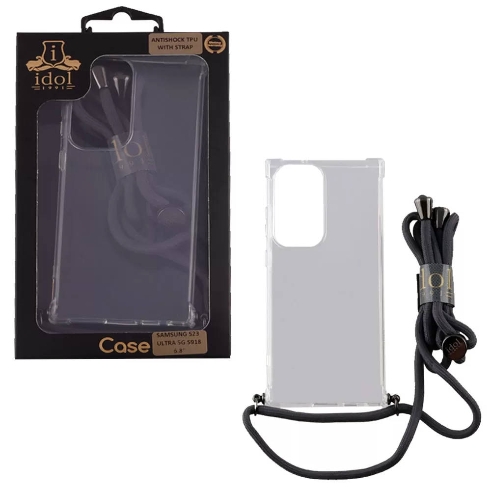 IDOL 1991 ANTISHOCK AIR TPU ΘΗΚΗ SAMSUNG S23 ULTRA 5G S918 6.8in  WITH STRAP FULL CAMERA PROTECTION ΔΙΑΦΑΝΗ