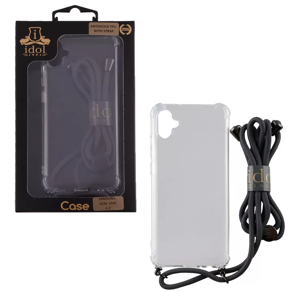 IDOL 1991 ANTISHOCK AIR TPU ΘΗΚΗ SAMSUNG A04e A042 6.5in  WITH STRAP FULL CAMERA PROTECTION ΔΙΑΦΑΝΗ