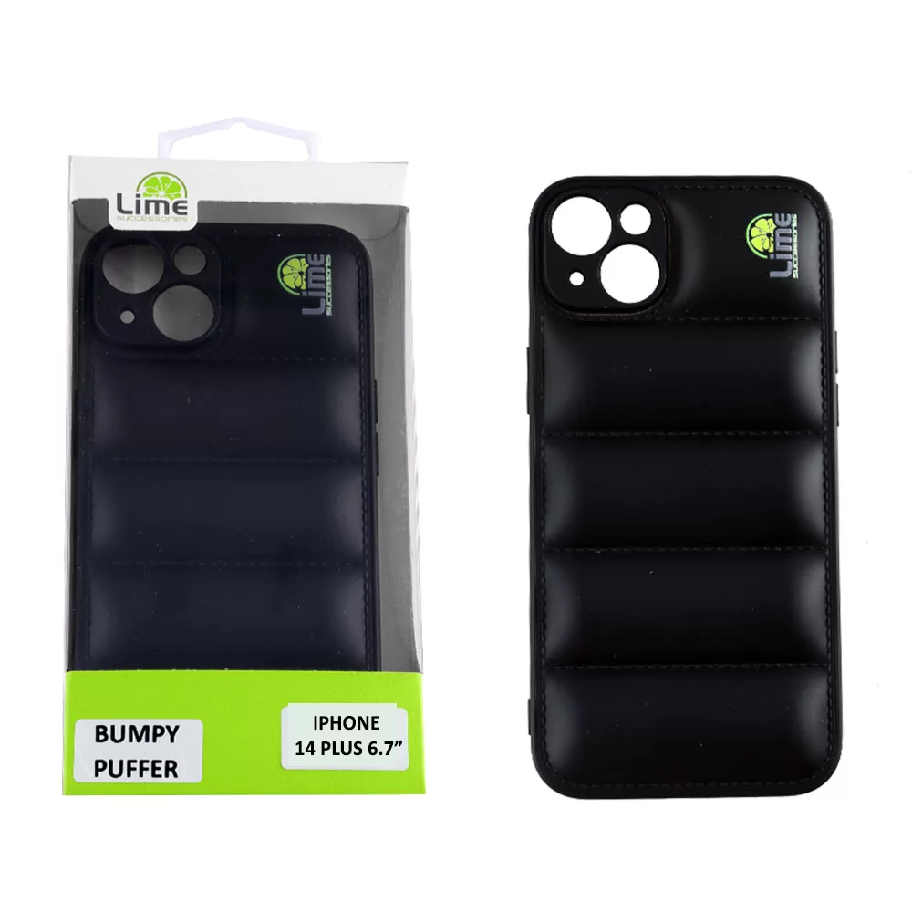 LIME BUMPY PUFFER ΘΗΚΗ IPHONE 14 PLUS 6.7in  TPU FULL CAMERA PROTECTION BLACK