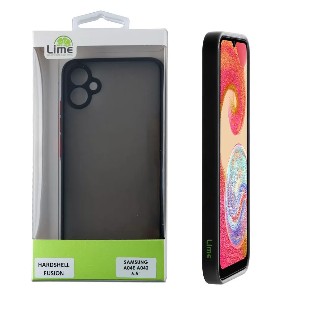 LIME HARDSHELL FUSION ΘΗΚΗ SAMSUNG A04e A042 6.5in  FULL CAMERA PROTECTION BLACK WITH RED KEYS