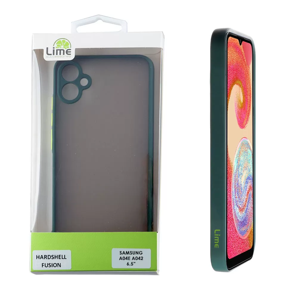LIME HARDSHELL FUSION ΘΗΚΗ SAMSUNG A04e A042 6.5in  FULL CAMERA PROTECTION GREEN WITH YELLOW KEYS
