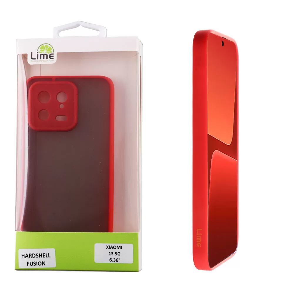 LIME HARDSHELL FUSION ΘΗΚΗ XIAOMI 13 5G 6.36in  FULL CAMERA PROTECTION RED WITH BLACK KEYS