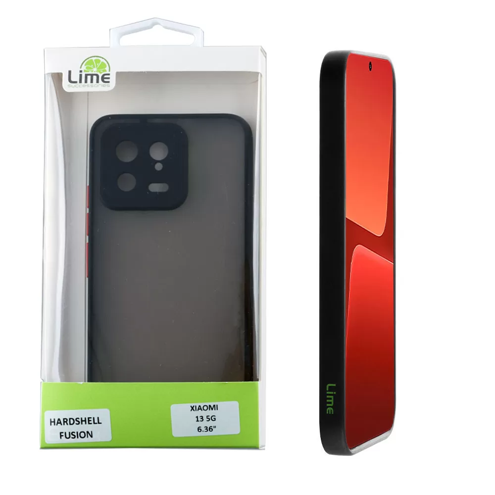 LIME HARDSHELL FUSION ΘΗΚΗ XIAOMI 13 5G 6.36in  FULL CAMERA PROTECTION BLACK WITH RED KEYS
