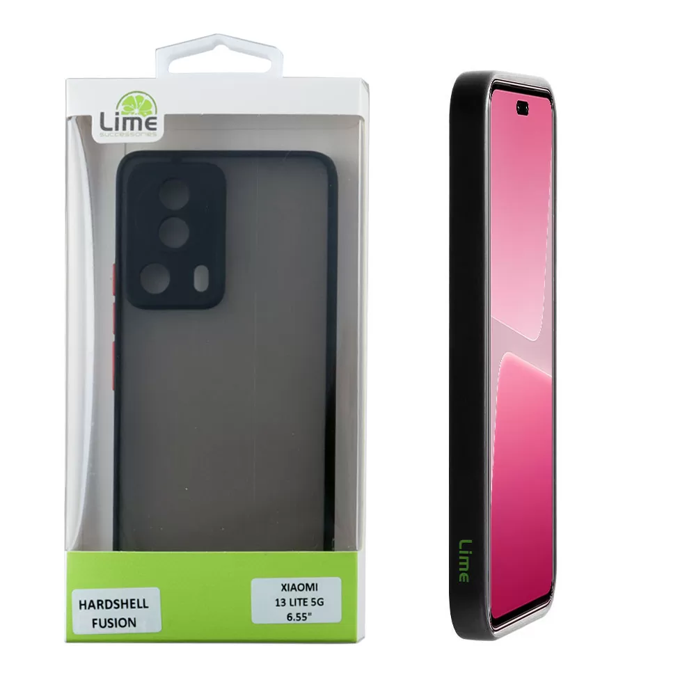 LIME HARDSHELL FUSION ΘΗΚΗ XIAOMI 13 LITE 5G 6.55in  FULL CAMERA PROTECTION BLACK WITH RED KEYS