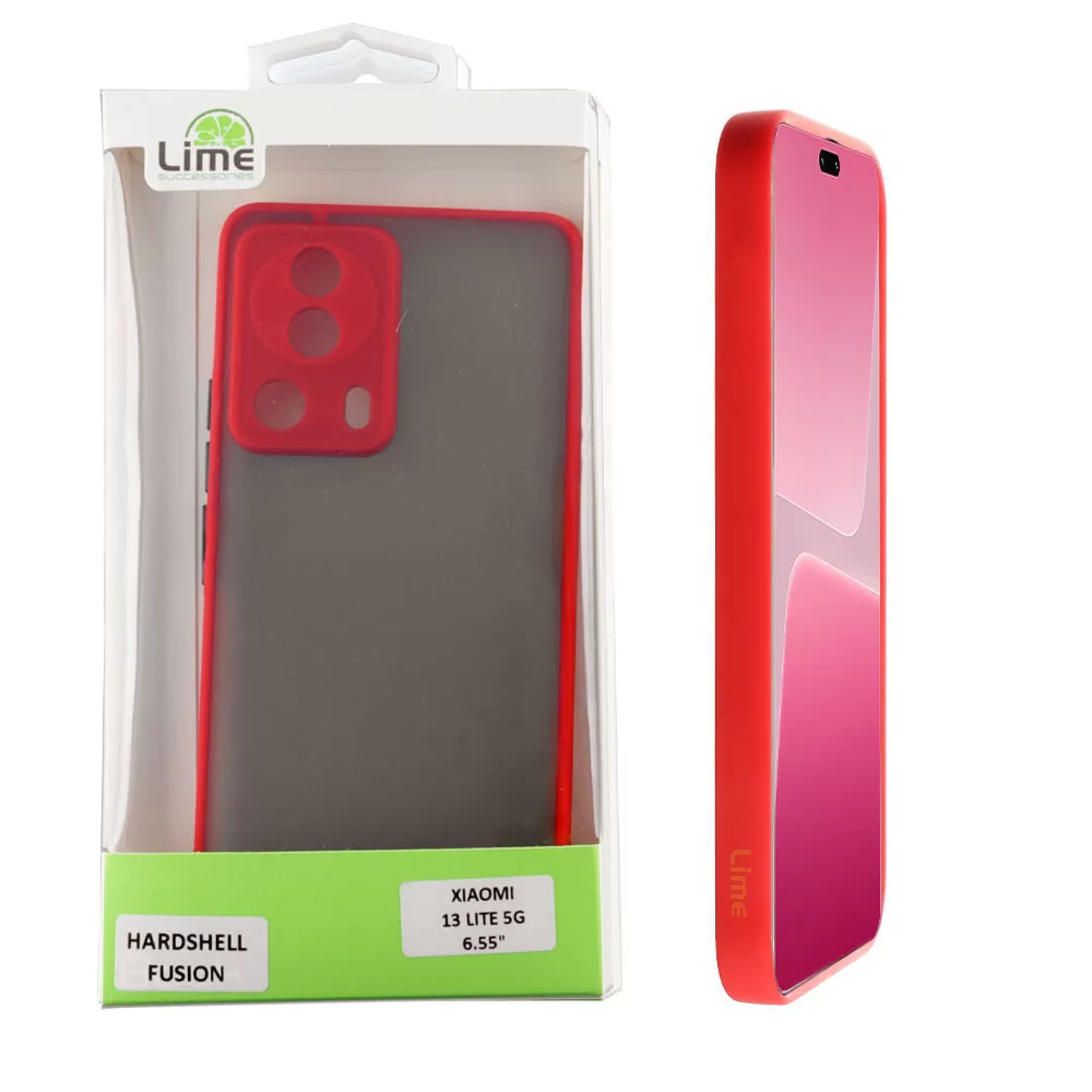 LIME HARDSHELL FUSION ΘΗΚΗ XIAOMI 13 LITE 5G 6.55in  FULL CAMERA PROTECTION RED WITH BLACK KEYS