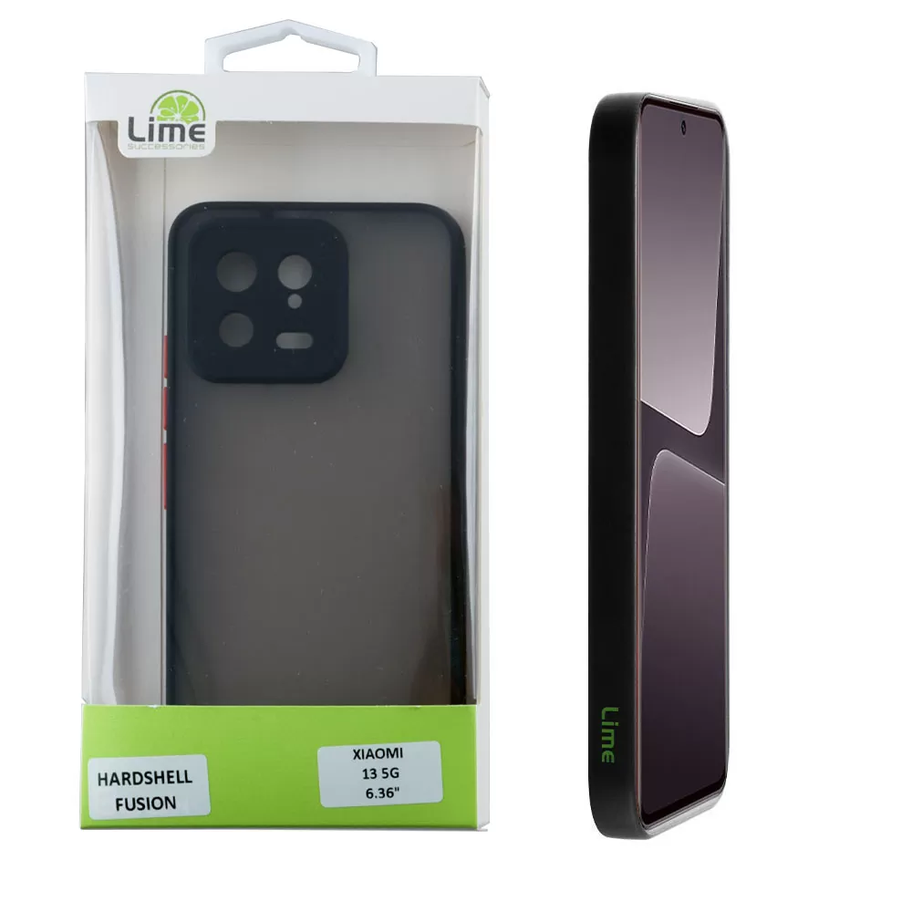 LIME HARDSHELL FUSION ΘΗΚΗ XIAOMI 13 PRO 5G 6.73in  FULL CAMERA PROTECTION BLACK WITH RED KEYS
