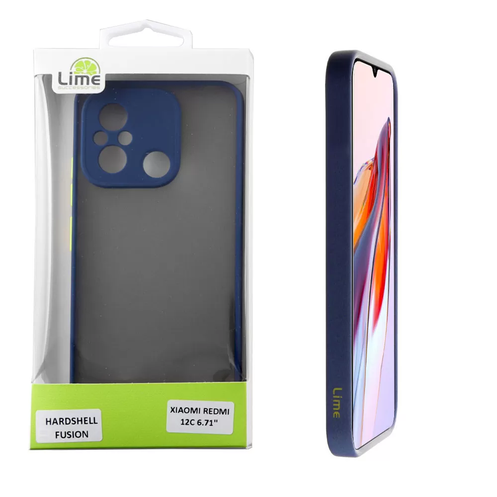 LIME HARDSHELL FUSION ΘΗΚΗ XIAOMI REDMI 12C 6.71in  FULL CAMERA PROTECTION BLUE WITH YELLOW KEYS