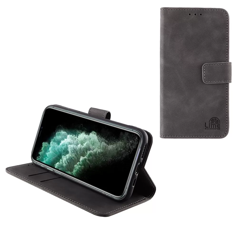 LIME ESSENTIAL ΘΗΚΗ IPHONE 11 PRO 5.8in  MAGNET BOOK STAND CLIP GREY