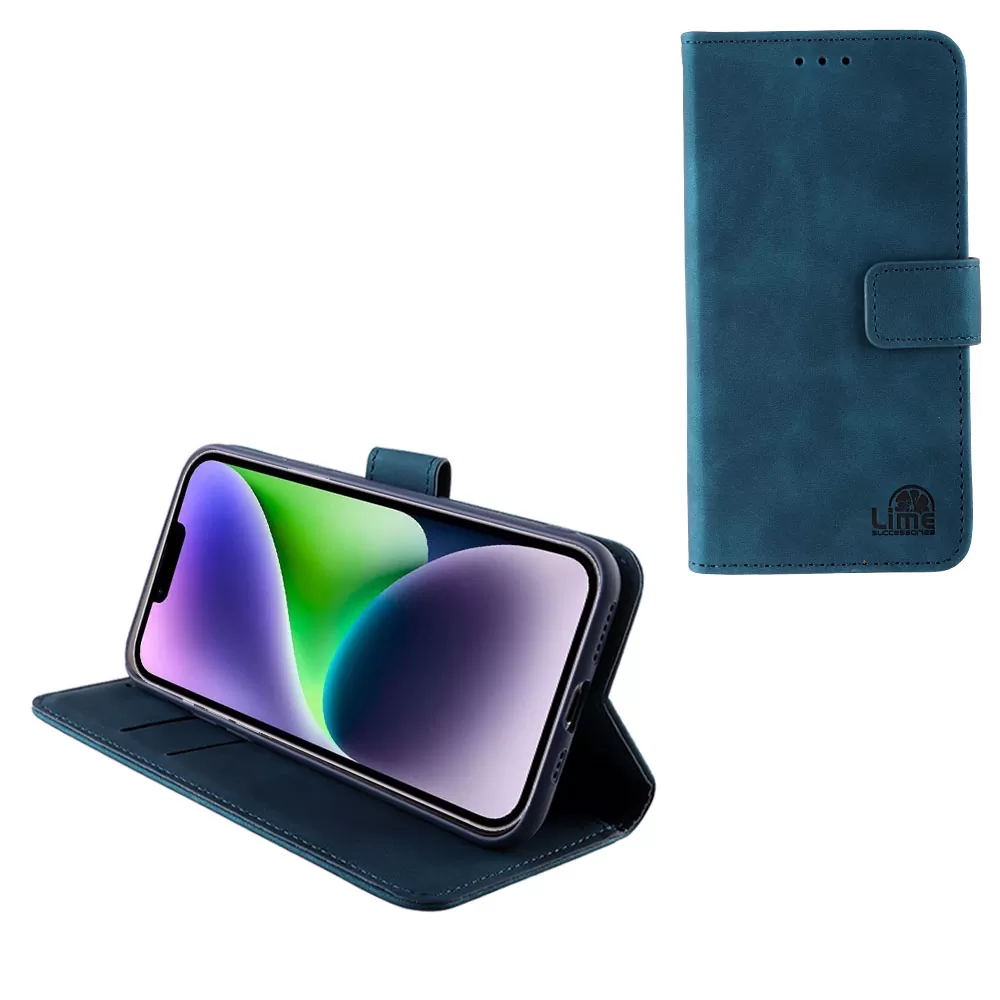 LIME ESSENTIAL ΘΗΚΗ IPHONE 14 PLUS 6.7in  MAGNET BOOK STAND CLIP DARK BLUE