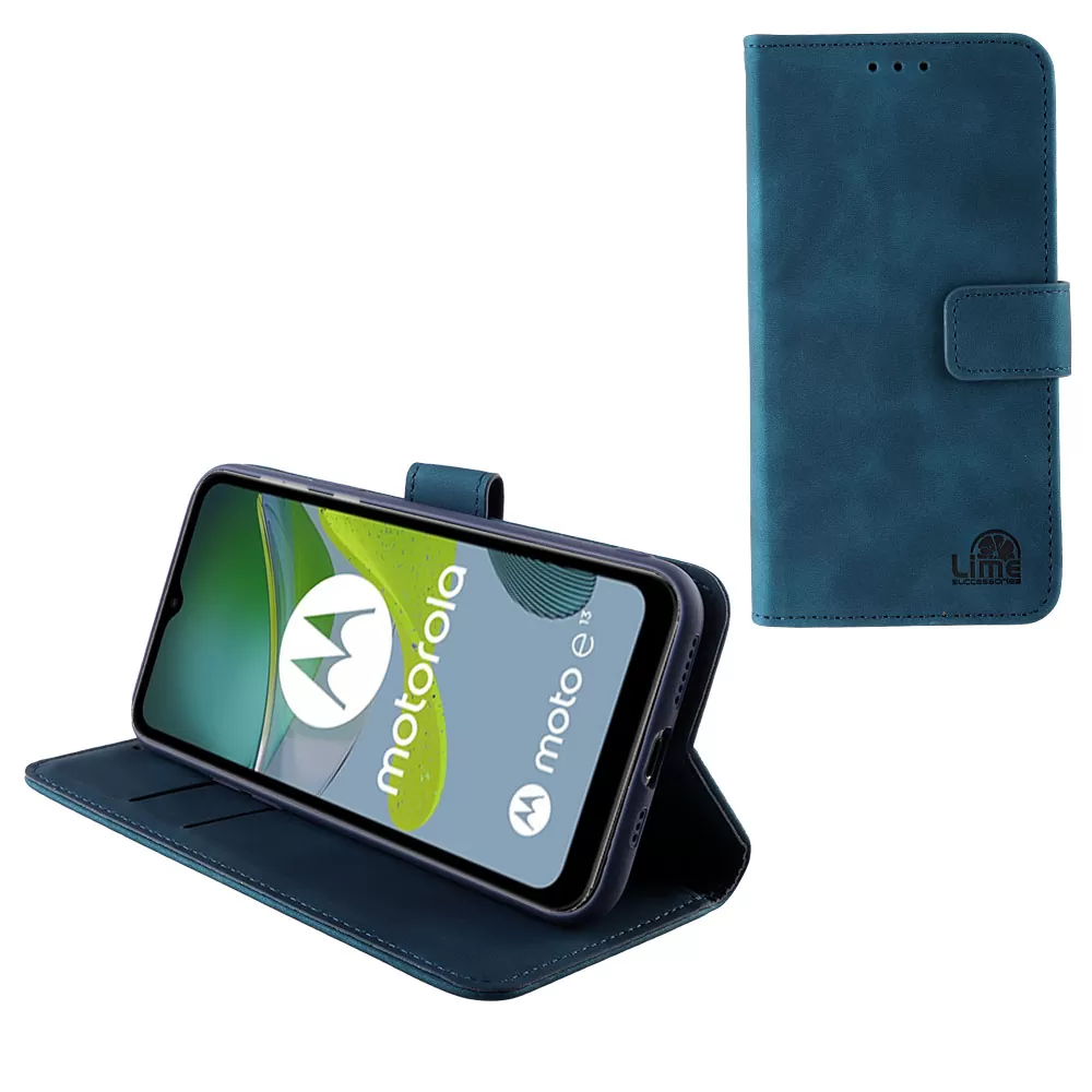 LIME ESSENTIAL ΘΗΚΗ MOTOROLA MOTO E13 6.5in  MAGNET BOOK STAND CLIP DARK BLUE