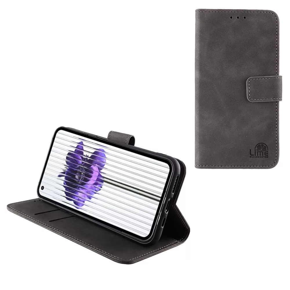 LIME ESSENTIAL ΘΗΚΗ NOTHING PHONE 1 5G 6.55in  MAGNET BOOK STAND CLIP GREY