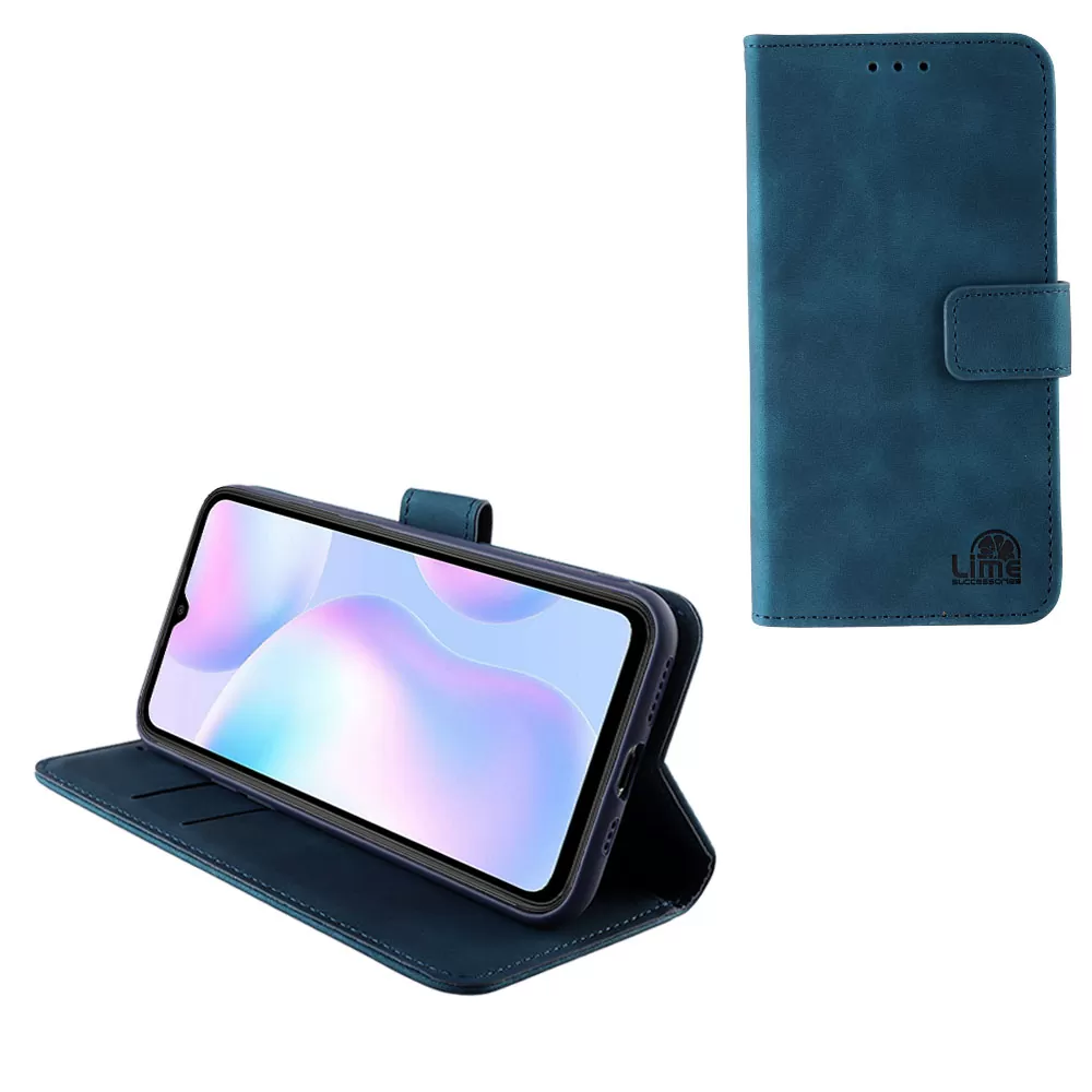 LIME ESSENTIAL ΘΗΚΗ XIAOMI REDMI 9A/REDMI 9AT 6.53in  MAGNET BOOK STAND CLIP DARK BLUE