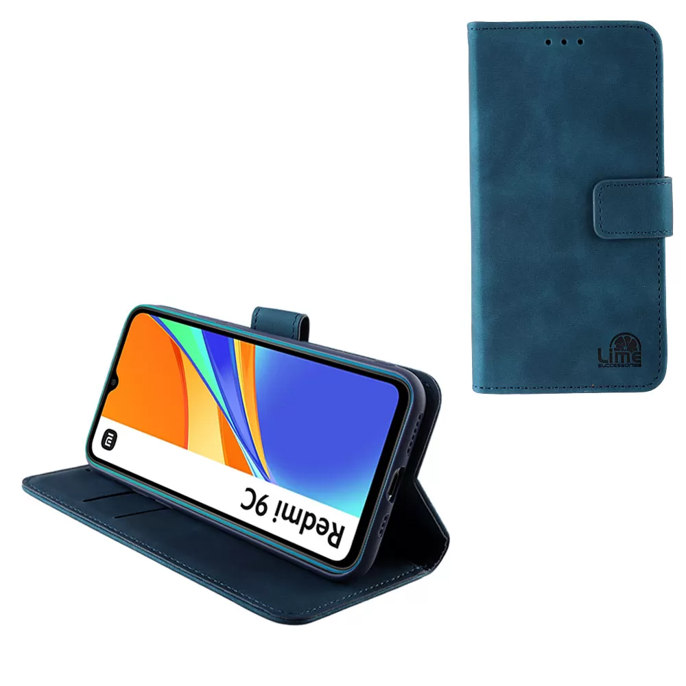 LIME ESSENTIAL ΘΗΚΗ XIAOMI REDMI 9C 6.53in  MAGNET BOOK STAND CLIP DARK BLUE