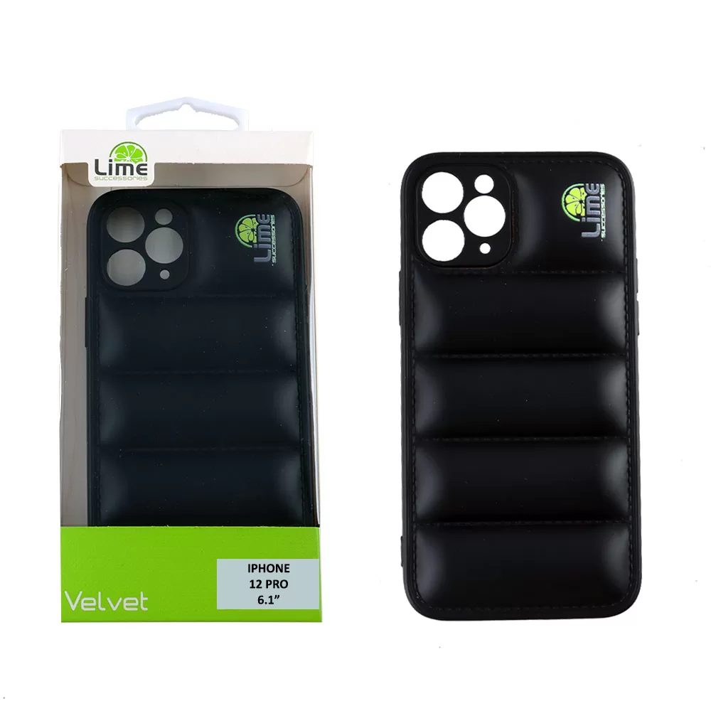 LIME BUMPY PUFFER ΘΗΚΗ IPHONE 12 PRO 6.1in  TPU FULL CAMERA PROTECTION BLACK