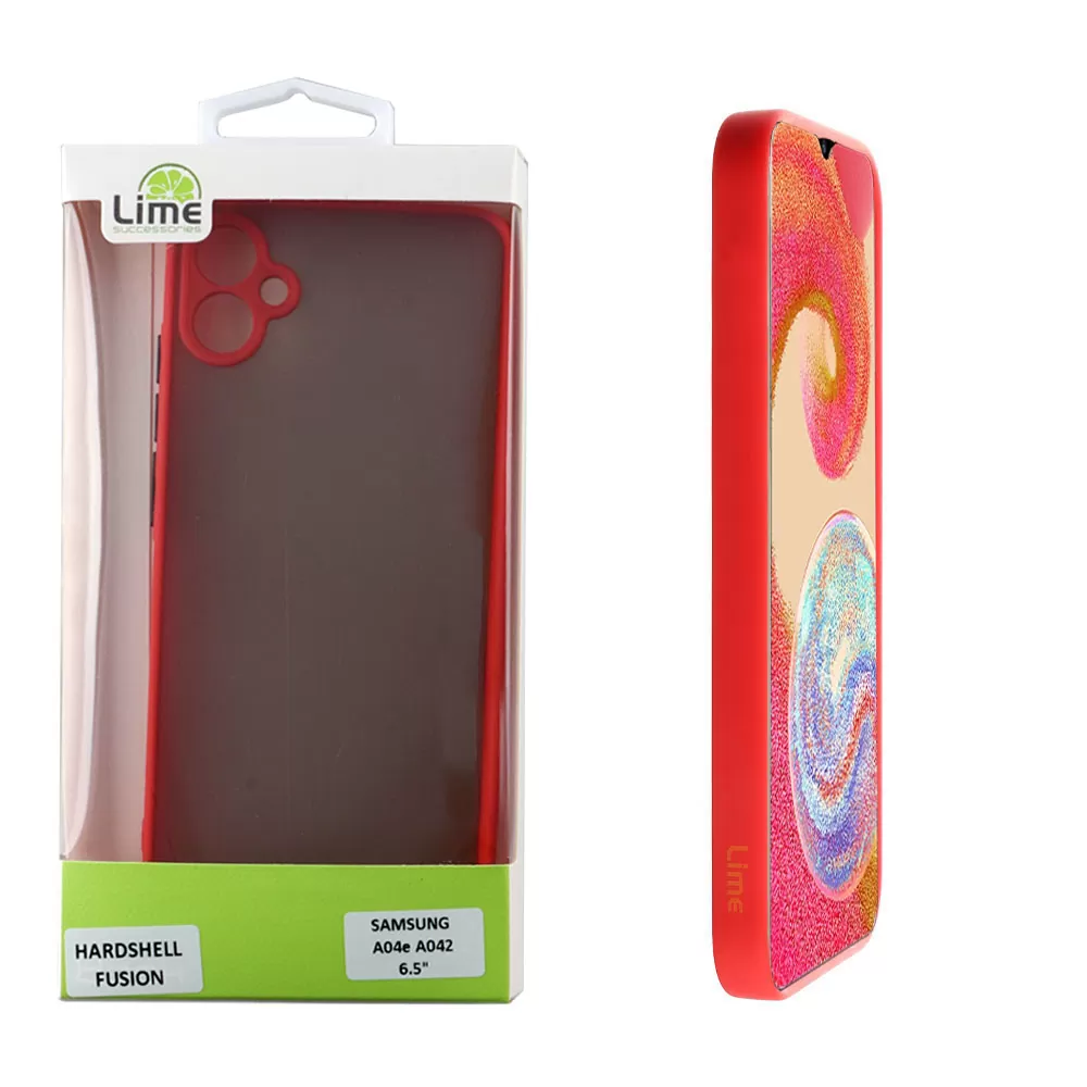 LIME HARDSHELL FUSION ΘΗΚΗ SAMSUNG A04e A042 6.5in  FULL CAMERA PROTECTION RED WITH BLACK KEYS