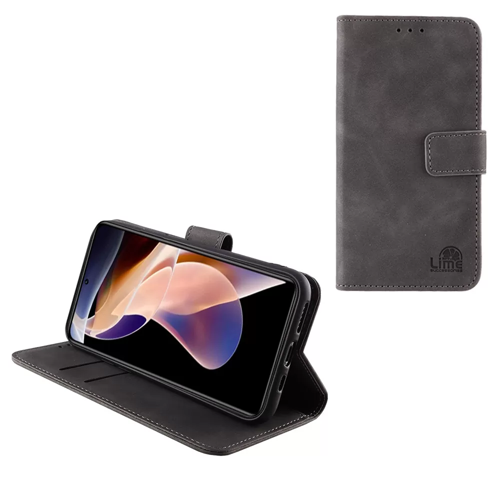 LIME ESSENTIAL ΘΗΚΗ XIAOMI REDMI NOTE 11 PRO PLUS 5G 6.67in  MAGNET BOOK STAND CLIP GREY