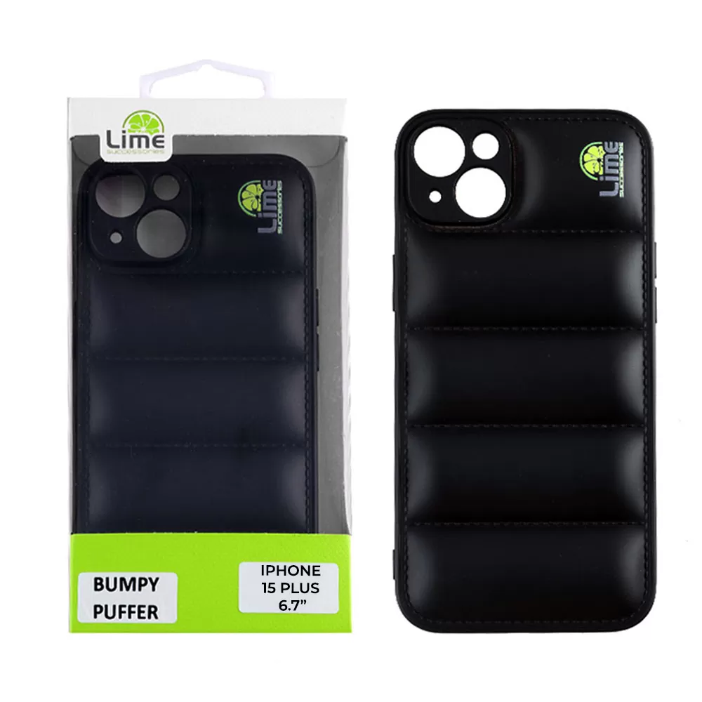 LIME BUMPY PUFFER ΘΗΚΗ IPHONE 15 PLUS 6.7in  TPU FULL CAMERA PROTECTION BLACK
