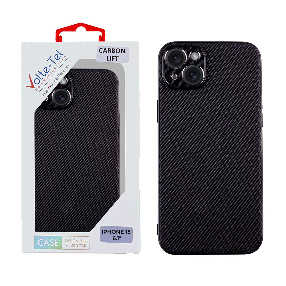 VOLTE-TEL CARBON LIFT ΘΗΚΗ IPHONE 15 6.1in  FULL CAMERA PROTECTION BLACK