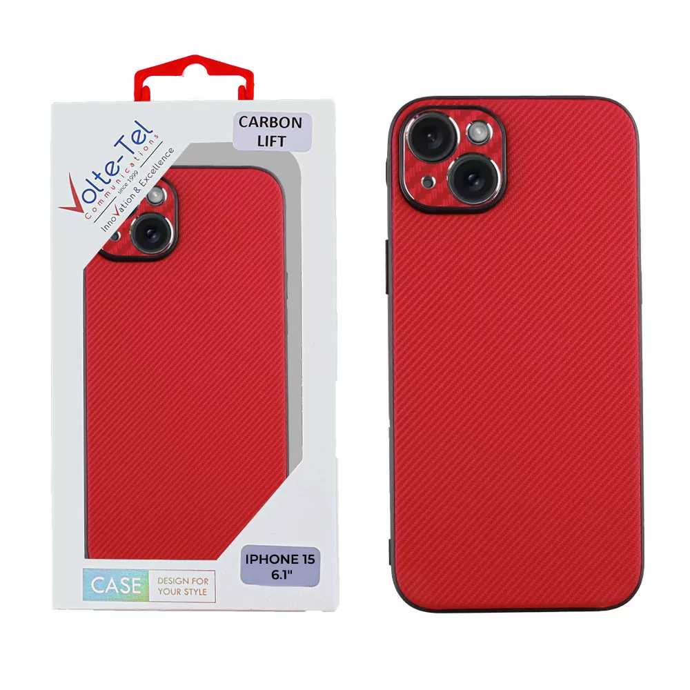 VOLTE-TEL CARBON LIFT ΘΗΚΗ IPHONE 15 6.1in  FULL CAMERA PROTECTION RED