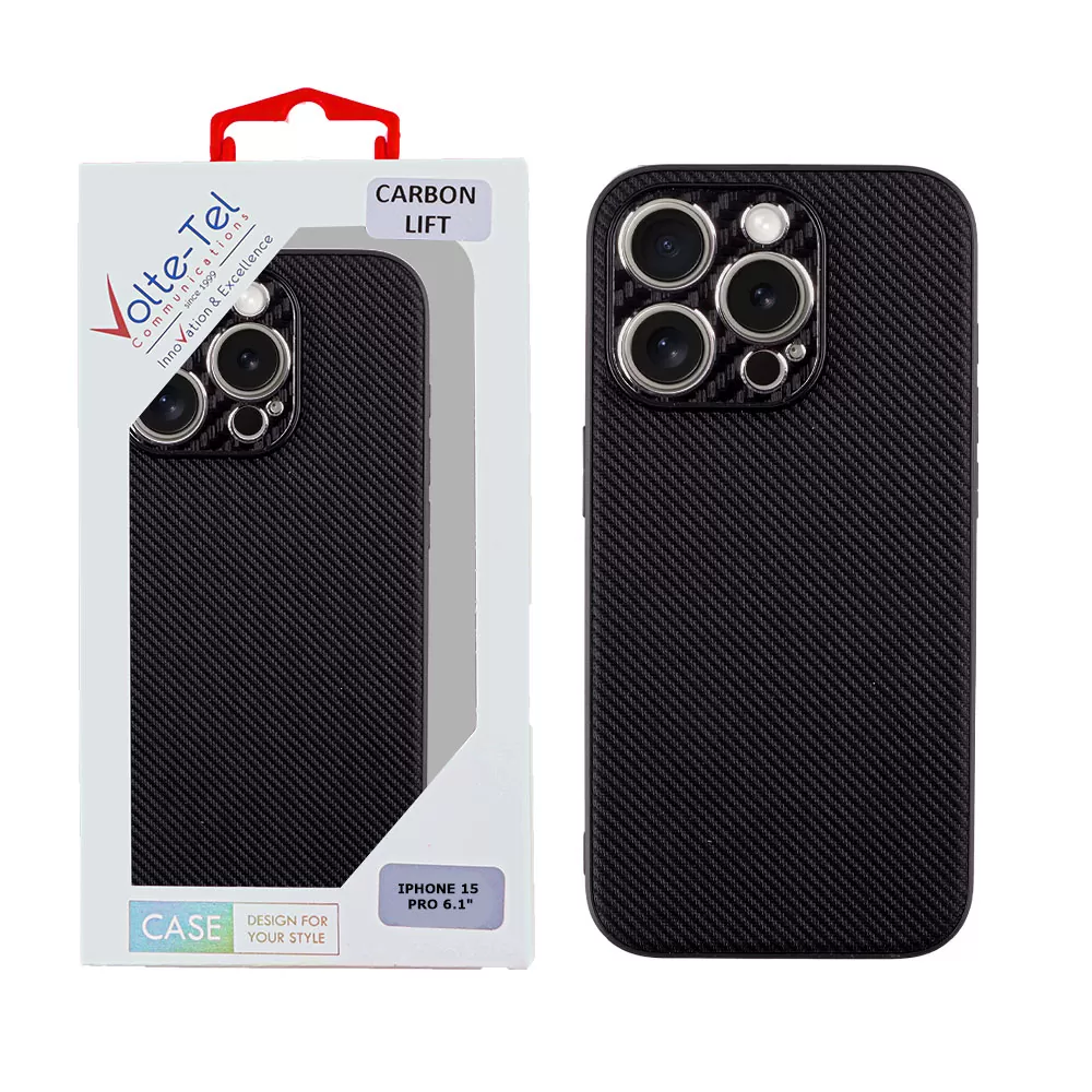 VOLTE-TEL CARBON LIFT ΘΗΚΗ IPHONE 15 PRO 6.1in  FULL CAMERA PROTECTION BLACK